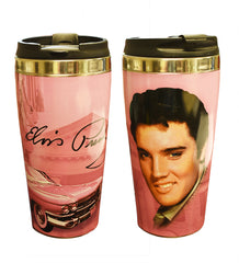 Elvis Thermos Pink w/Guitars  with Locking Top