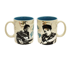 Elvis Mug White w/ Silver Foil Metallic and Highly Textured Background