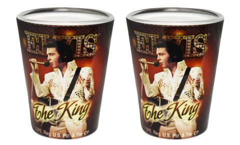 Elvis Shot Glass The King Red Background