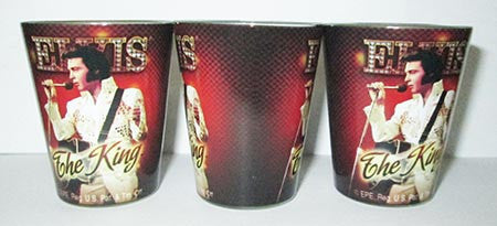 Elvis Shot Glass The King Red Background