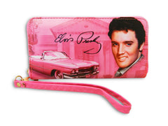 Elvis Wallet Pink with Guitars Zipper