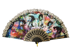 Elvis Hand Fan Colorful Collage