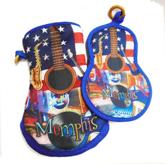 Memphis Pot Holder/Mitt Oven Set Guitar