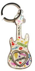 Memphis Key Chain Icons Guitar Spinner