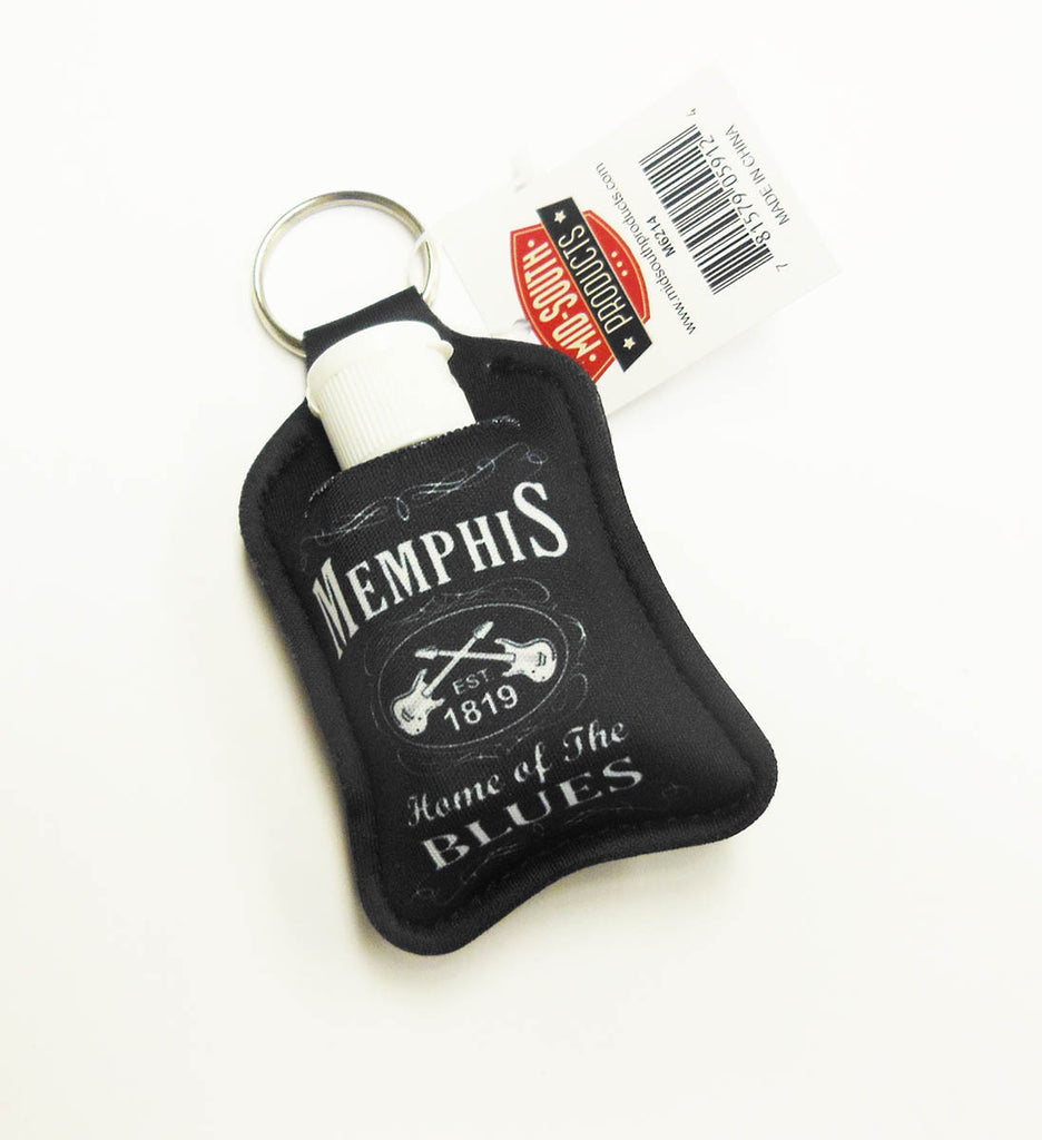 Memphis -Key Chain w/ Multiuse Pouch: Hand Sanitizer, Lip Stick and more -"BLK&WHT"