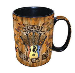 Nashville Mug Wood Panel 14 OZ