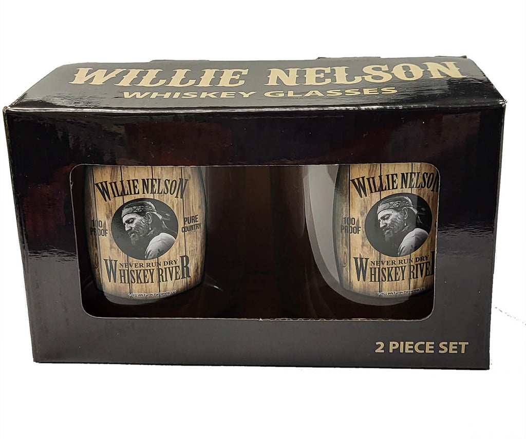 Willie Nelson Glass Set Whiskey 2/PC Boxed
