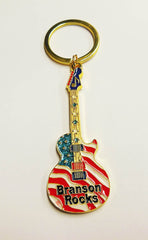 Branson Key Chain Rocks Guitar Flag